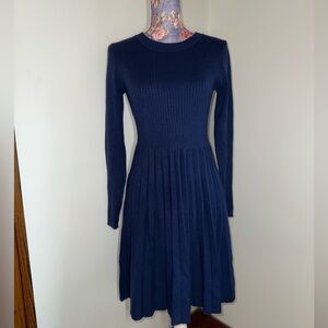Chic Long Sleeve Navy Dress
